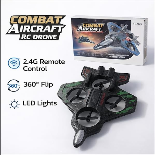 Fighter Jet Remote Control Toy for Kids, 2.4GHz EPP Foam RC Plane