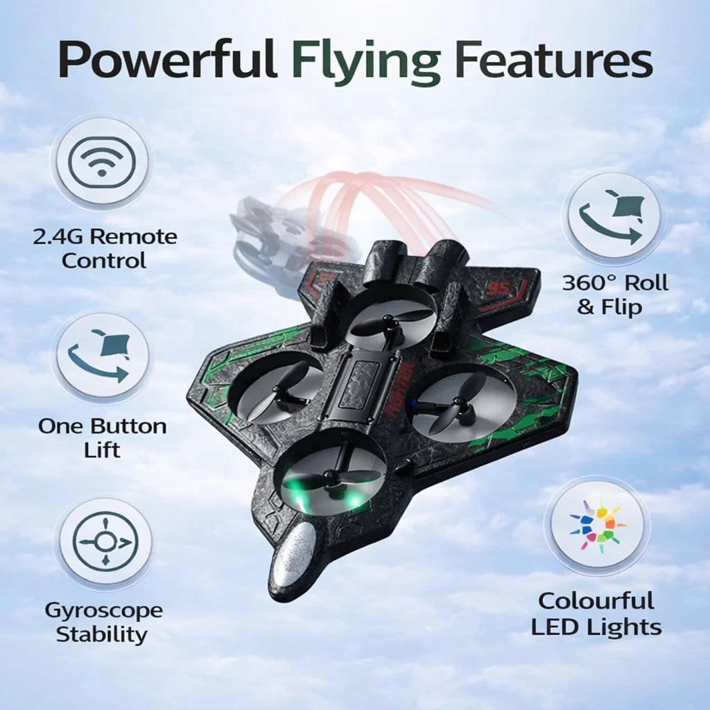 Fighter Jet Remote Control Toy for Kids, 2.4GHz EPP Foam RC Plane